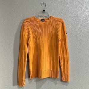 AIGLE Men’s Shirt Aigle Orange Sweater Vertical Striped Zip Cotton Urban Size M